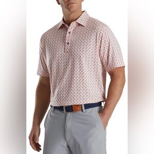FootJoy Lisle Leaping Dolphins Print Self Collar Golf Polo Shirt men’s size L